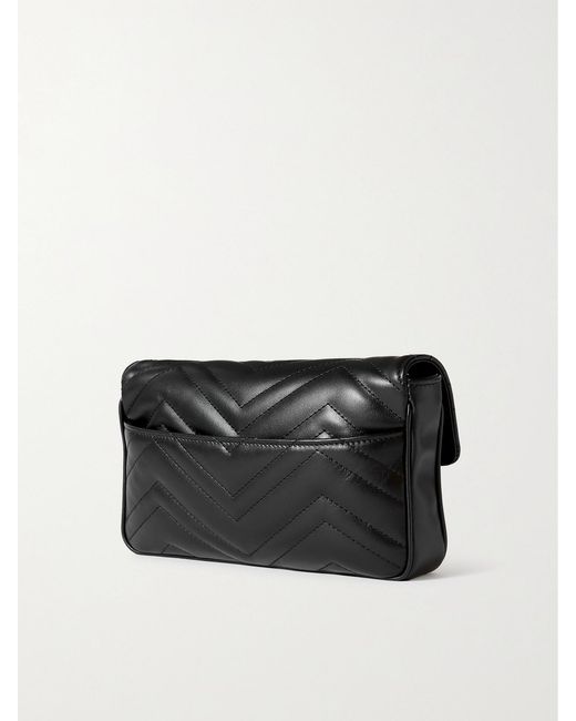 Gucci Black Leather GG Marmont Bag.