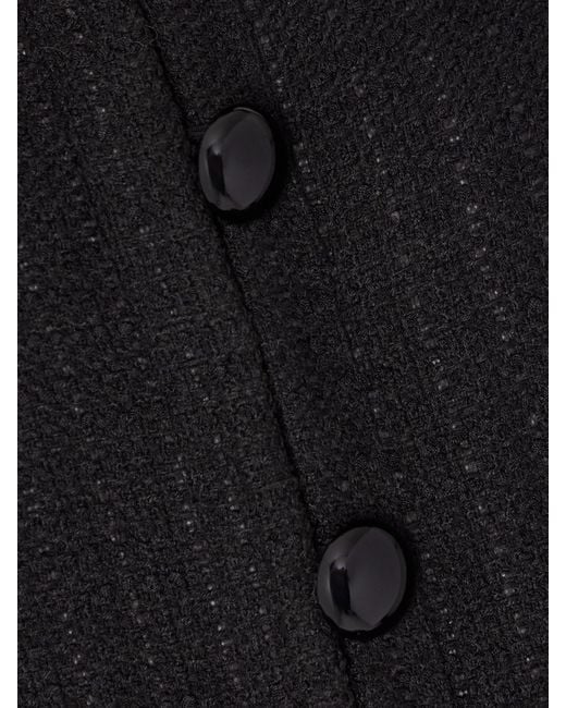Self-Portrait Black Cropped Plush-Trimmed Bouclé-Tweed Jacket