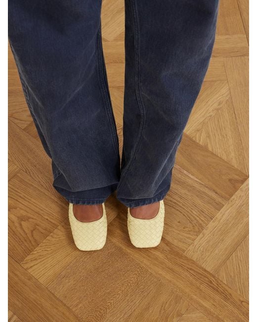 Bottega Veneta Natural Charlotte Intrecciato Leather Ballet Flats