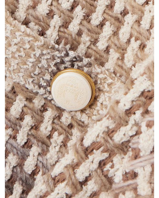 Veronica Beard Natural Sariyah Jacke Aus Bouclé-Tweed Aus Einer Baumwollmischung Mit Fransen