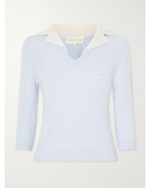 ShuShu/Tong White Logo-Appliquéd Ribbed Wool Top
