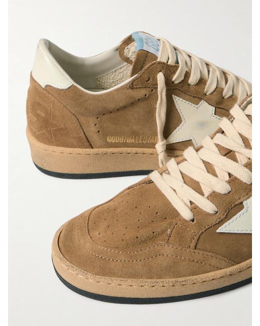 Golden Goose Deluxe Brand Brown Ball Star Distressed Leather-Trimmed Suede Sneakers
