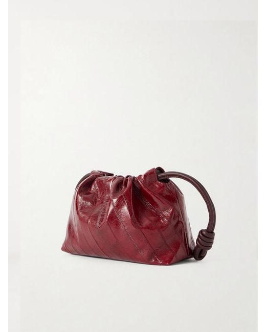 Pochette En Anguille Froissée À Finitions En Cuir Flamenco Mini Loewe en coloris Brown