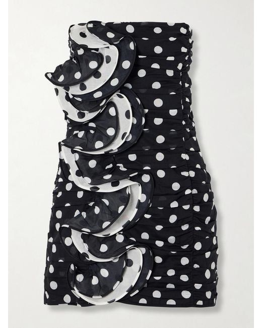 Charo Ruiz Black Rocio Ruffled Polka-Dot Cotton-Blend Voile Mini Dress
