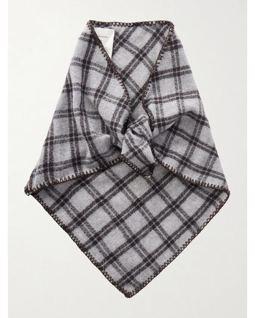 mfpen Gray Checked Virgin Wool Scarf
