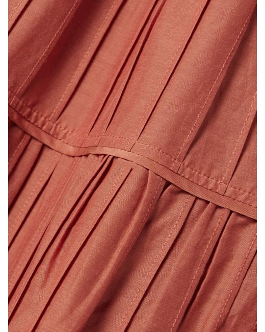 La Ligne Orange Midirock Aus Einer Baumwoll-Seidenmischung Mit Biesen Und Teilungsnähten