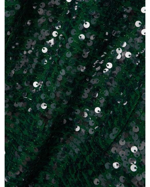 Erdem Green Robe Aus Crêpe Mit Kristallen, Pailletten Und Cape-Effekt