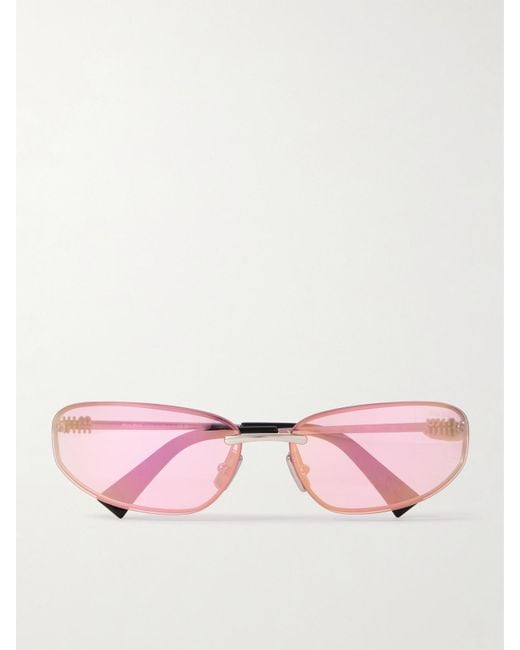 Miu Miu Pink Rimless D-Frame-Tone Sunglasses