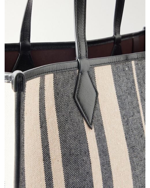 Metier Black Chameleon 41 Striped Leather-Trimmed Canvas Tote