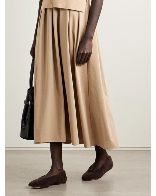 Staud Brown Alba Ballet Shearling Flats