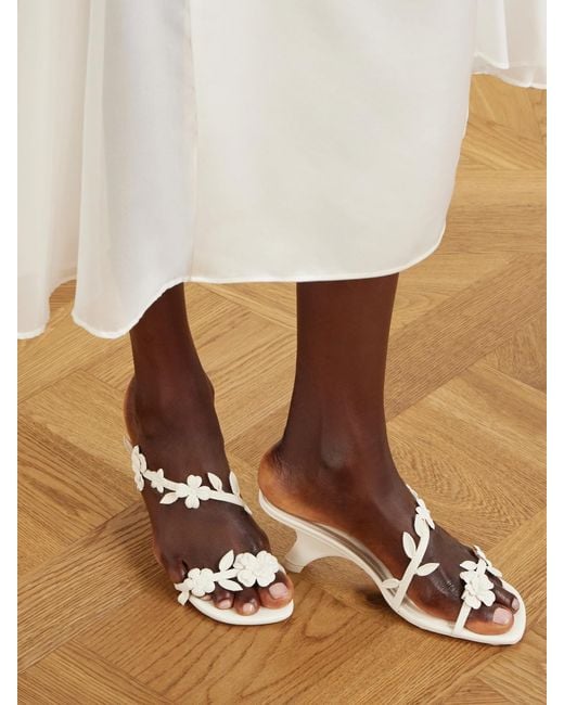 Jonathan Simkhai Natural Willow Floral-Appliquéd Leather Sandals