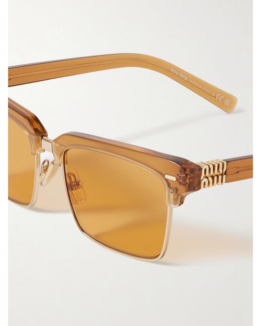 Miu Miu Natural Square-Frame Acetate And-Tone Sunglasses