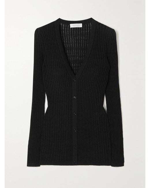 Gabriela Hearst Black Emma Pointelle-Knit Cashmere And Silk-Blend Cardigan