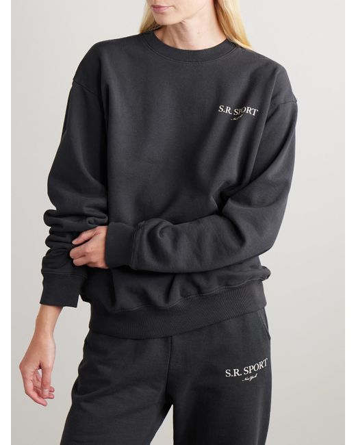 Sporty & Rich Blue Printed Cotton-Jersey Sweatshirt