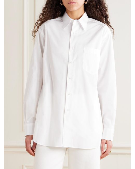 Ralph Lauren White Damien Embroidered Cotton-Poplin Shirt