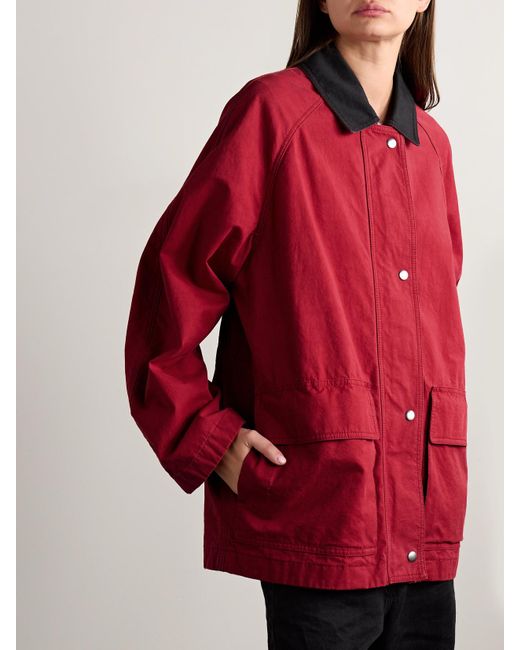 The Row Red Elodianna Two-Tone Cotton-Canvas Jacket