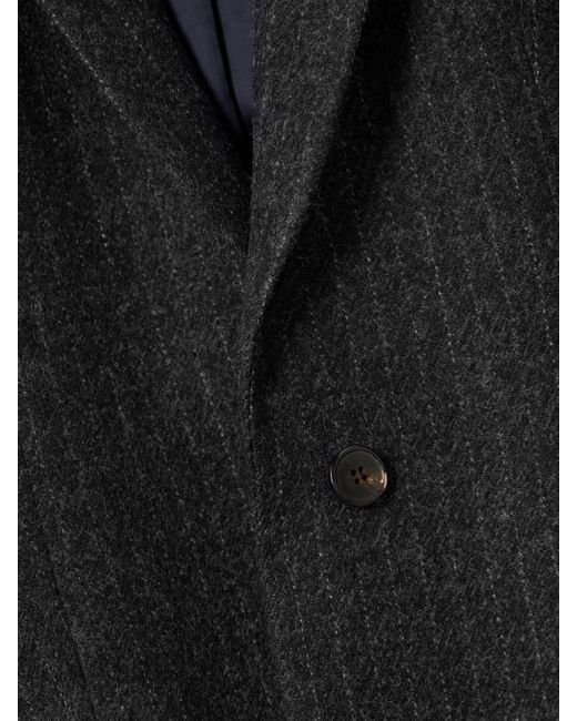 Dries Van Noten Black Pinstriped Wool-Twill Coat