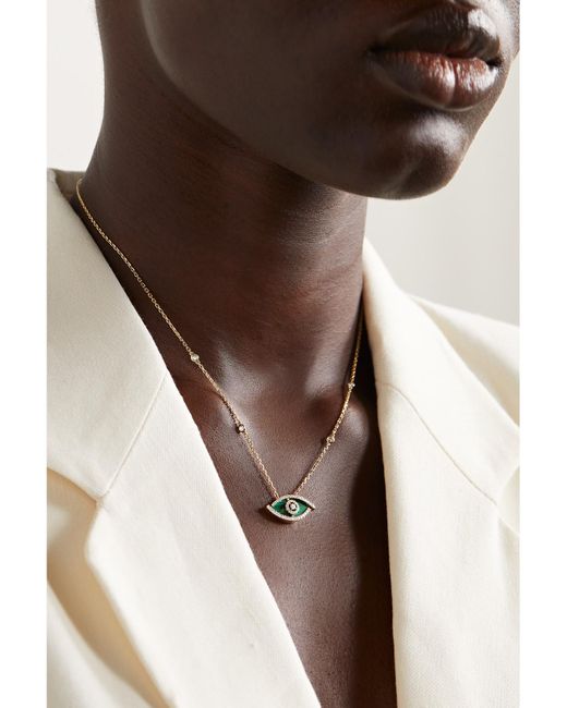 Messika Natural Lucky Eye 18-Karat, Malachite And Diamond Necklace
