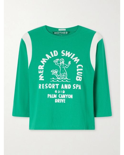 Mother Green The Better Half Flocked Printed Cotton T-Shirt