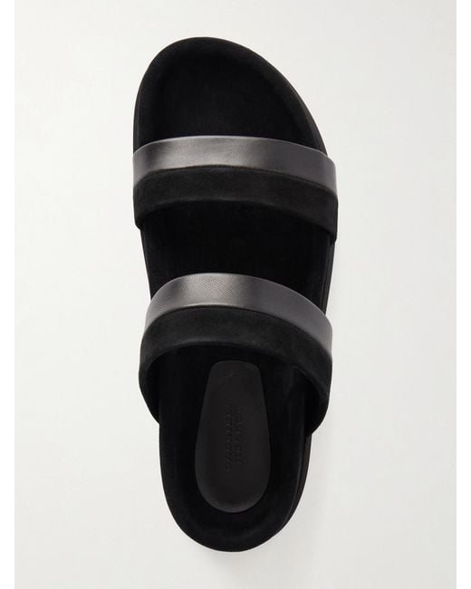 Gabriela Hearst White Low Striker Paneled Suede And Leather Sandals