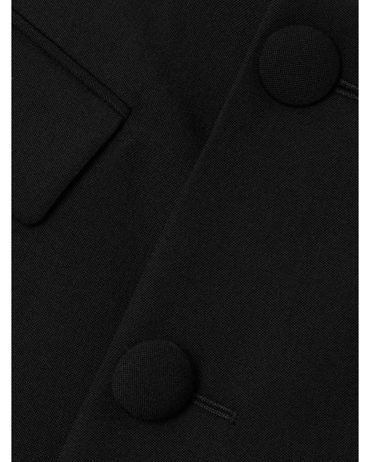 Balmain Black Wrap-Effect Button-Embellished Wool Shorts