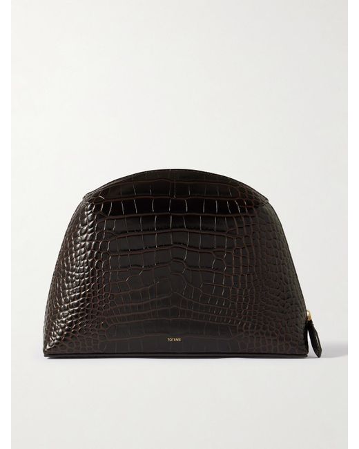 Totême  Black Croc-Effect Leather Clutch
