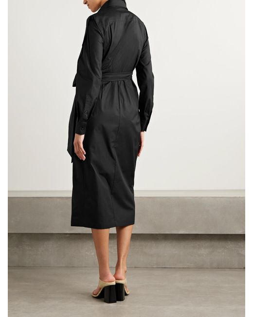 Max Mara Blue Agrume Pleated Cotton-Poplin Midi Wrap Dress
