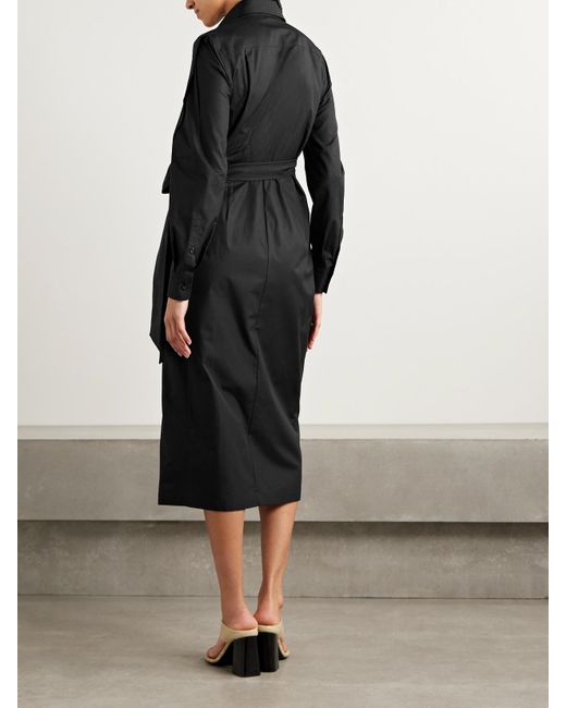 Max Mara Blue Agrume Midi-Wickelkleid Aus Baumwollpopeline Mit Falten