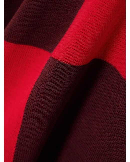 Bode Red Zweifarbiges Oversized-Polohemd Aus Baumwolle