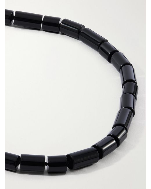 LIE STUDIO Natural The Sadie Sterling Onyx Beaded Necklace