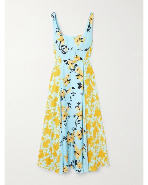 La Ligne White Floral-Print Silk Maxi Dress
