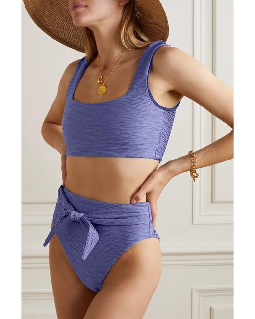 Mara Hoffman Blue Raina Bikini-Oberteil Aus Recyceltem Stretch-Matelassé