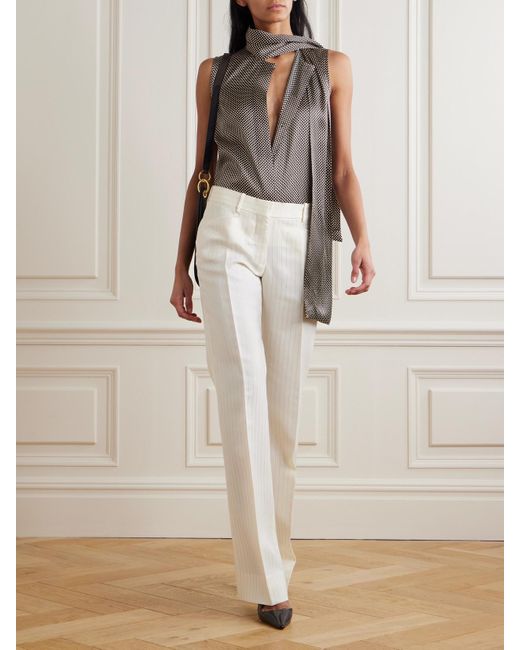 Tom Ford Gray Schluppenbluse Aus Satin Aus Einer Seidenmischung Mit Punkten