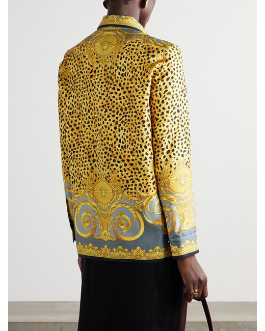 Versace Metallic Hemd Aus Bedrucktem Seiden-Twill