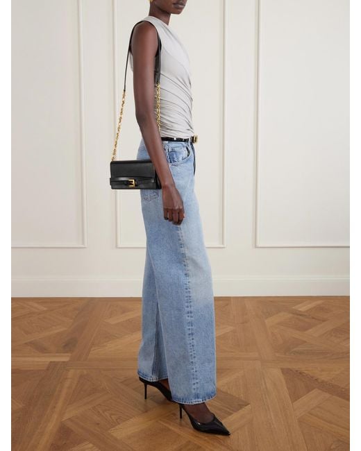 Balmain Black Shuffle Buckled Leather Shoulder Bag