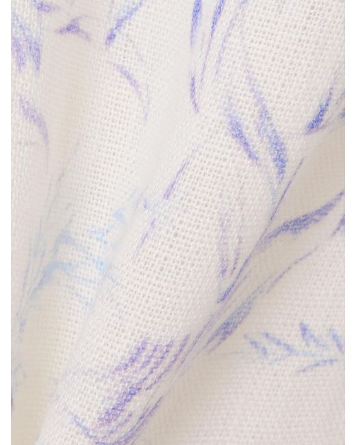 Alix Of Bohemia White Bunny Avian Printed Linen-Canvas Flared Pants