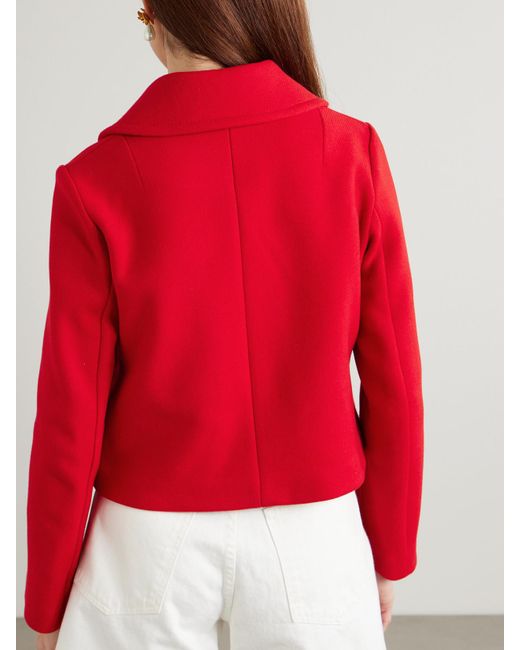 Veste Raccourcie En Serge De Laine Mélangée Keyla Rixo en coloris Red