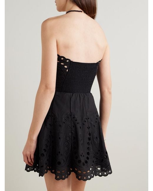 Charo Ruiz Black Bail Broderie Anglaise Cotton-Blend Mini Dress