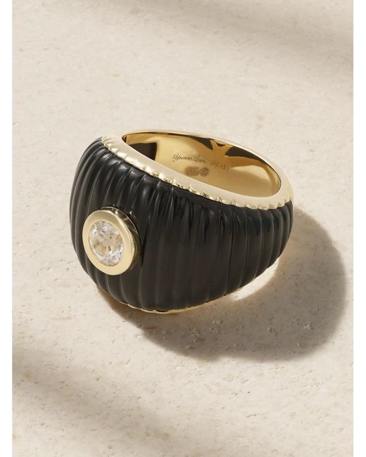 Yvonne Léon Natural Bague 9-Karat, Onyx And Topaz Ring
