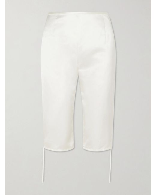 Colleen Allen White Theatre Silk Duchesse-Satin Straight Leg Pants