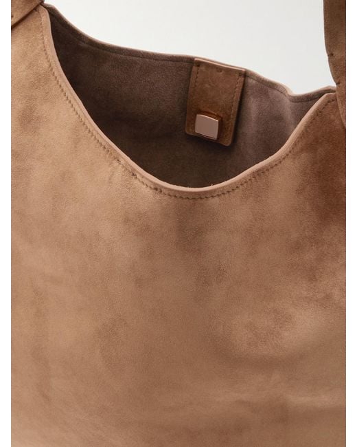 Gabriela Hearst Brown Kleine Schultertasche Aus Veloursleder
