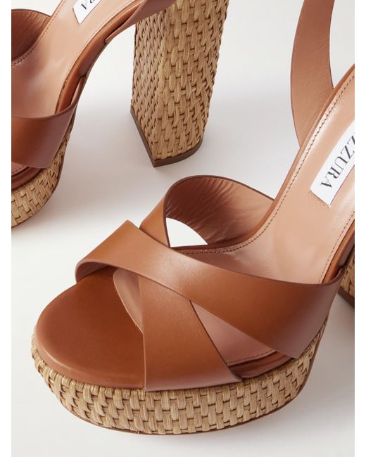 Aquazzura Brown Sunseeker Plateau 140 Plateausandalen Aus Leder