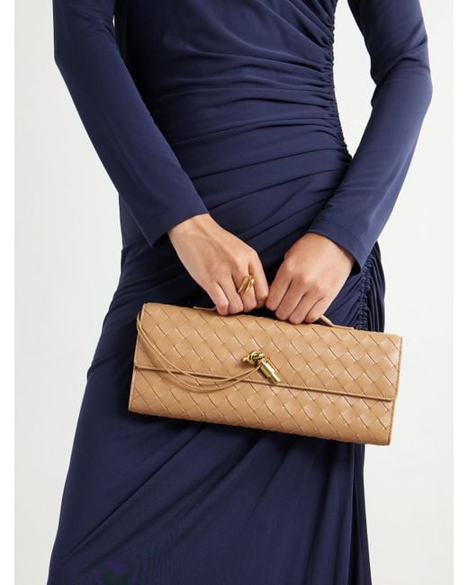 Bottega Veneta Brown Andiamo Long Intrecciato Leather Clutch