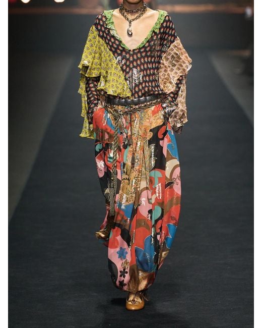 Etro Metallic Ruffled Silk-Blend Blouse