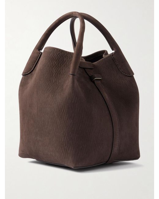 Loro Piana Brown Bale Small Textured-Suede Shoulder Bag