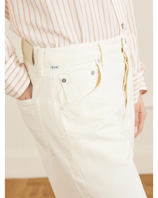 Citizens of Humanity White Ayla Frayed Denim Shorts