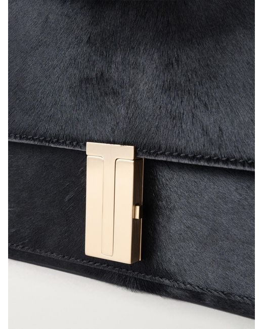 Tom Ford Black T-Embellished Calf Hair Shoulder Bag