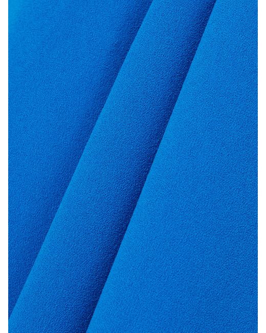 Solace London Blue Lydia Asymmetric Draped Crepe Gown