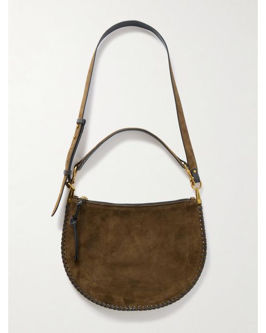 Isabel Marant Natural Oskan Soft Schultertasche Aus Veloursleder Mit Details Im Überwendlichstich