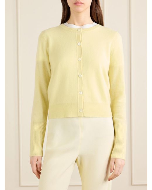La Ligne Yellow Solid Lean Lines Cashmere Cardigan